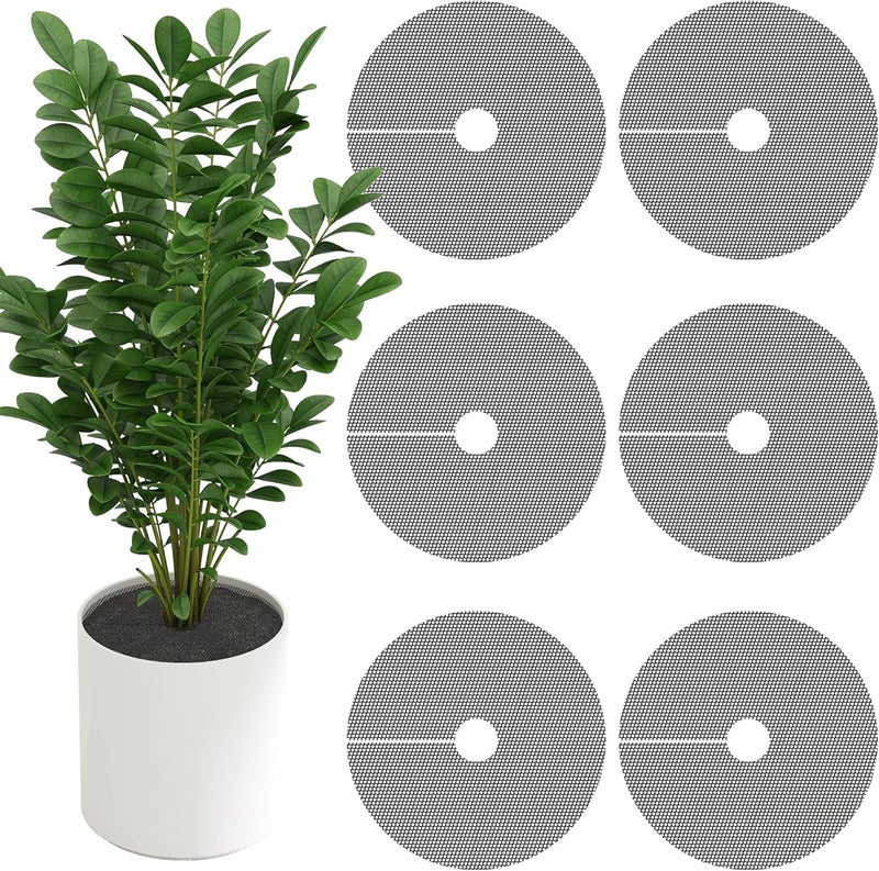 Adnee 6 Pcs 11.8 Inch Plant Pot Grids-Cuttable Plant Pot Soil Covers Protectors from Animals-Indoor Round Planter Pots Soil Guard for Outdoor Garden Plants Protection - Image 1